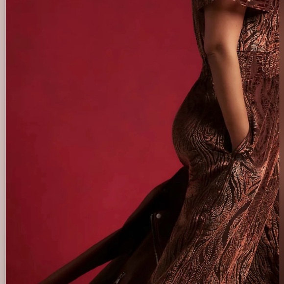 Anthropologie A+ Somerset Jumpsuit Velvet
Burnout Edition Flare Rusty Wine Pink - Picture 5 of 9